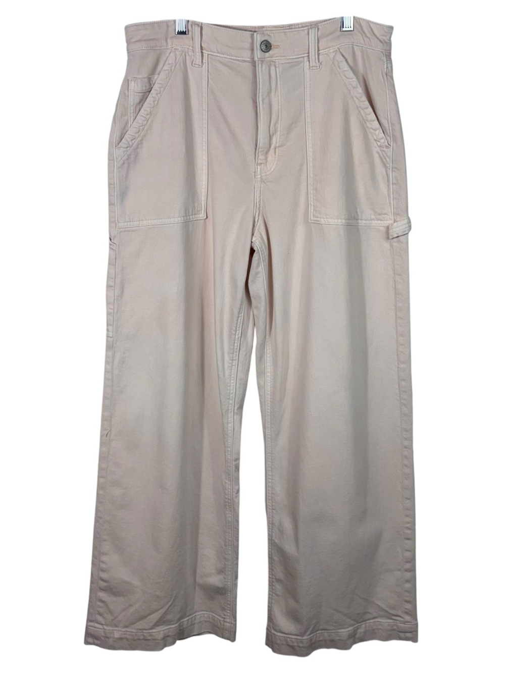 American Eagle Super High Rise Baggy Wide Leg Pastel Light Pink Cargo Jeans 12S